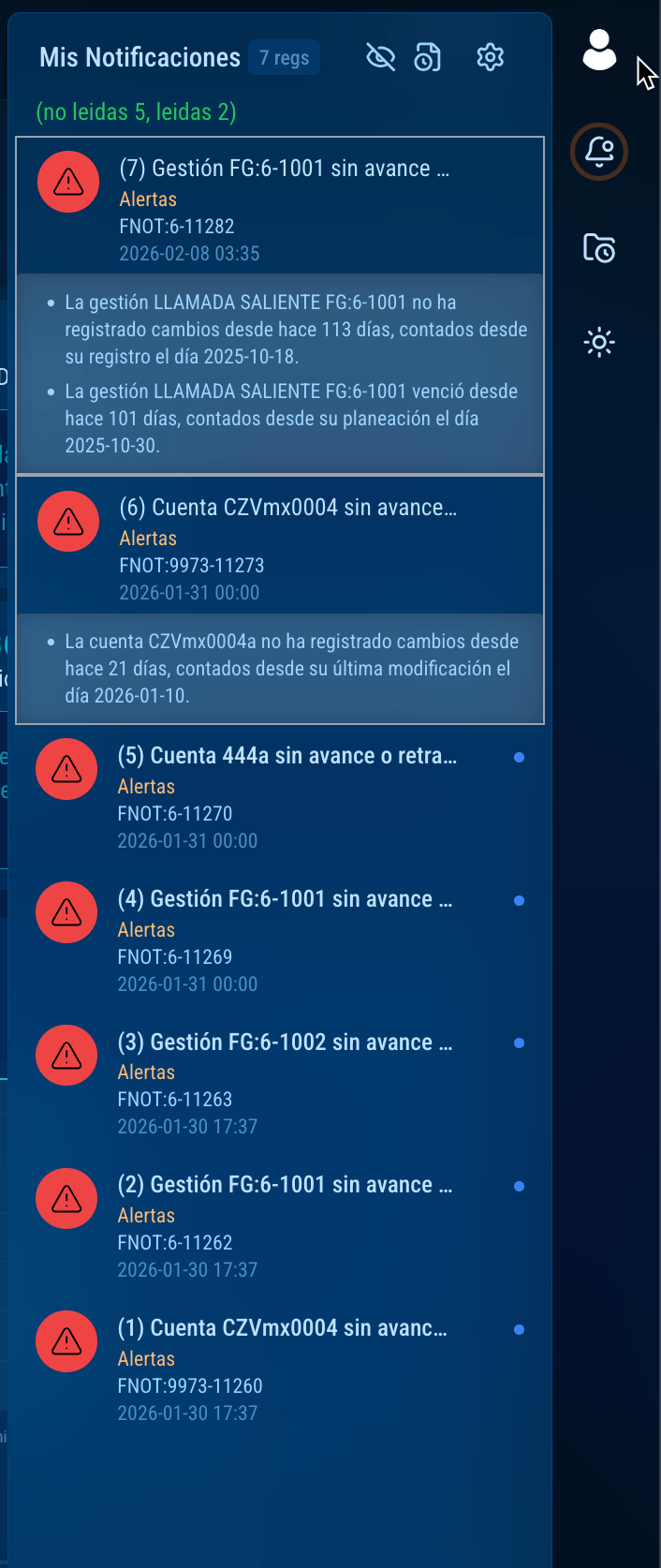 Buzón de notificaciones en Viveksys