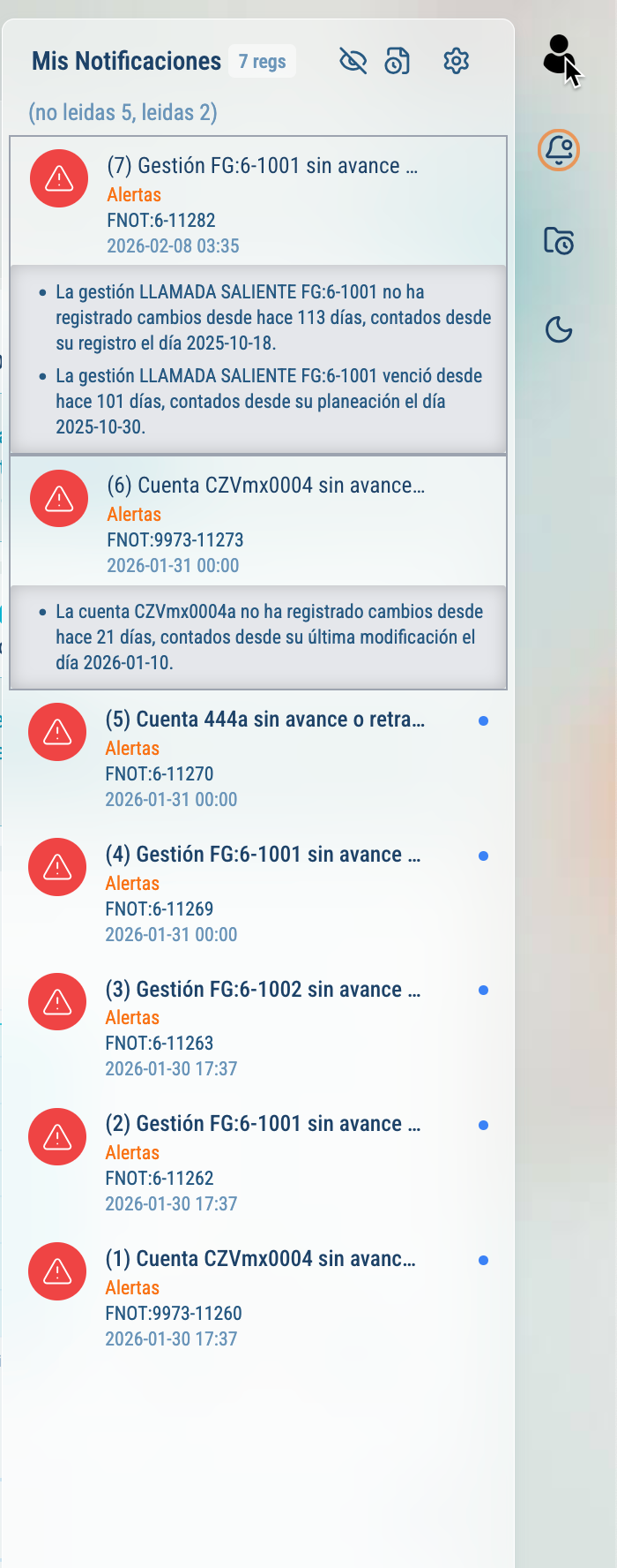 Buzón de notificaciones en Viveksys
