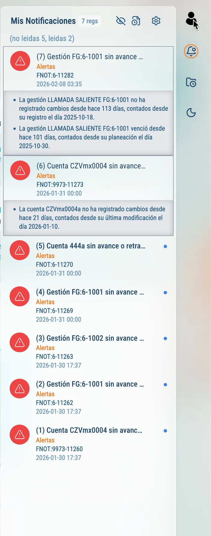 Buzón de notificaciones en Viveksys